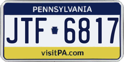 PA license plate JTF6817
