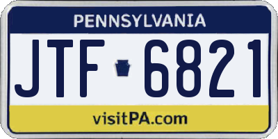 PA license plate JTF6821