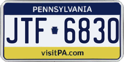 PA license plate JTF6830