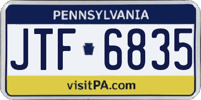PA license plate JTF6835