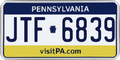 PA license plate JTF6839