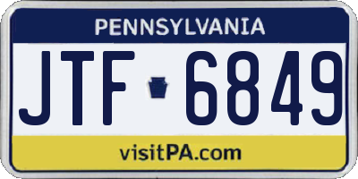 PA license plate JTF6849