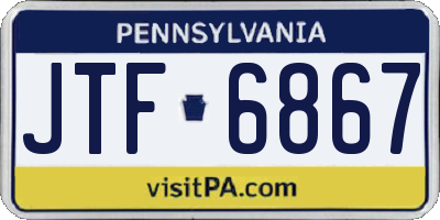 PA license plate JTF6867