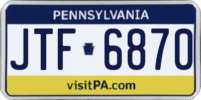 PA license plate JTF6870