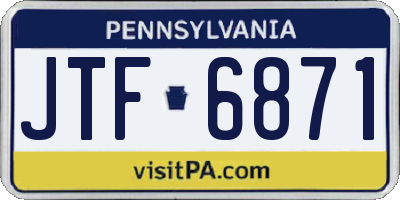 PA license plate JTF6871