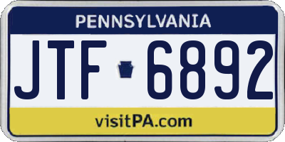 PA license plate JTF6892