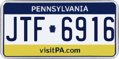PA license plate JTF6916
