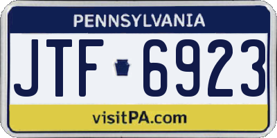 PA license plate JTF6923