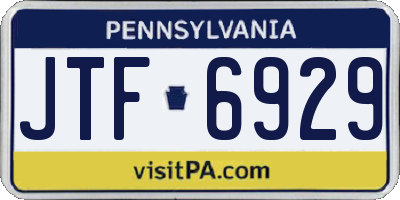PA license plate JTF6929
