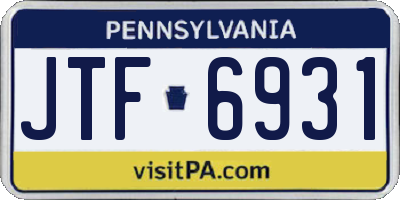 PA license plate JTF6931