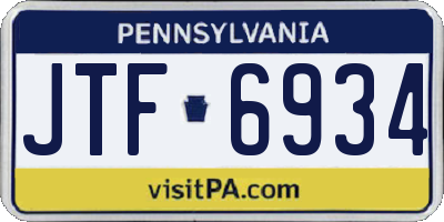 PA license plate JTF6934