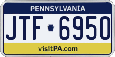 PA license plate JTF6950