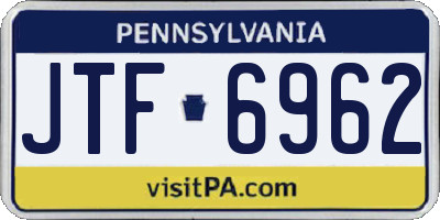 PA license plate JTF6962