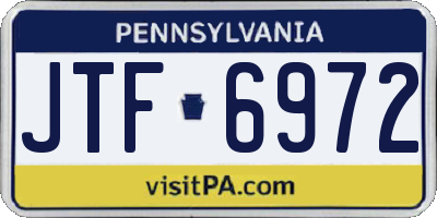PA license plate JTF6972
