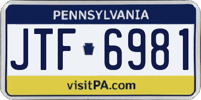 PA license plate JTF6981