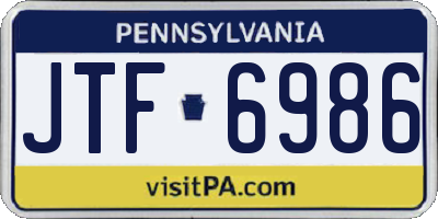 PA license plate JTF6986