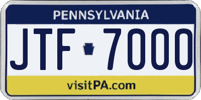 PA license plate JTF7000