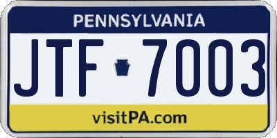 PA license plate JTF7003