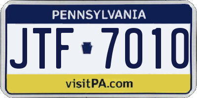 PA license plate JTF7010