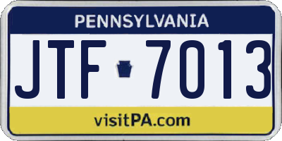 PA license plate JTF7013