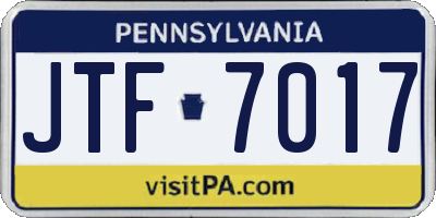 PA license plate JTF7017
