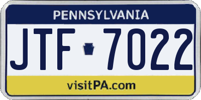 PA license plate JTF7022