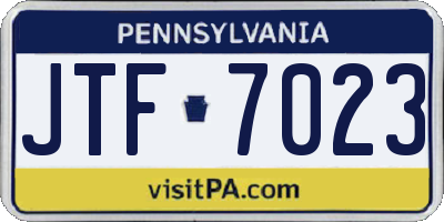 PA license plate JTF7023