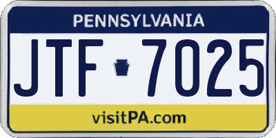 PA license plate JTF7025