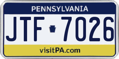 PA license plate JTF7026