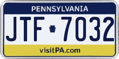PA license plate JTF7032