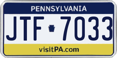 PA license plate JTF7033