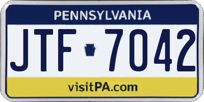 PA license plate JTF7042