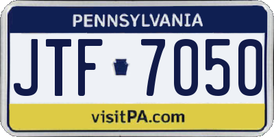 PA license plate JTF7050