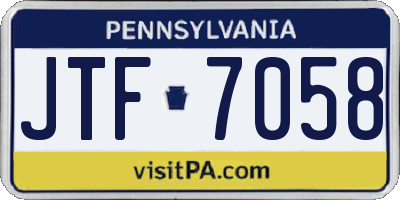 PA license plate JTF7058