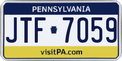 PA license plate JTF7059