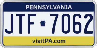 PA license plate JTF7062