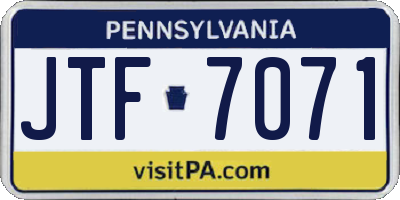 PA license plate JTF7071