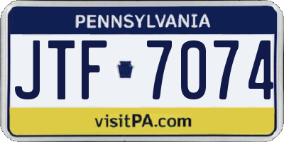 PA license plate JTF7074