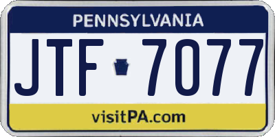 PA license plate JTF7077
