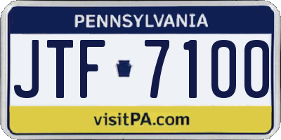 PA license plate JTF7100
