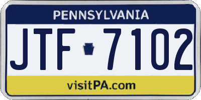 PA license plate JTF7102