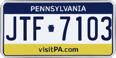 PA license plate JTF7103