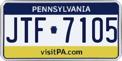 PA license plate JTF7105