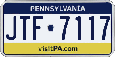 PA license plate JTF7117