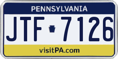 PA license plate JTF7126
