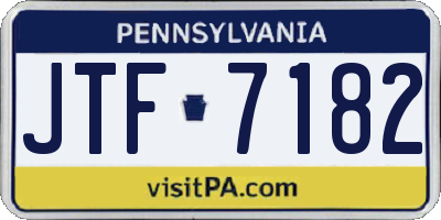 PA license plate JTF7182