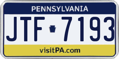 PA license plate JTF7193