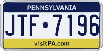 PA license plate JTF7196