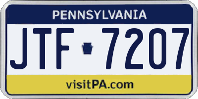PA license plate JTF7207