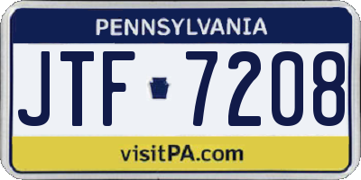 PA license plate JTF7208